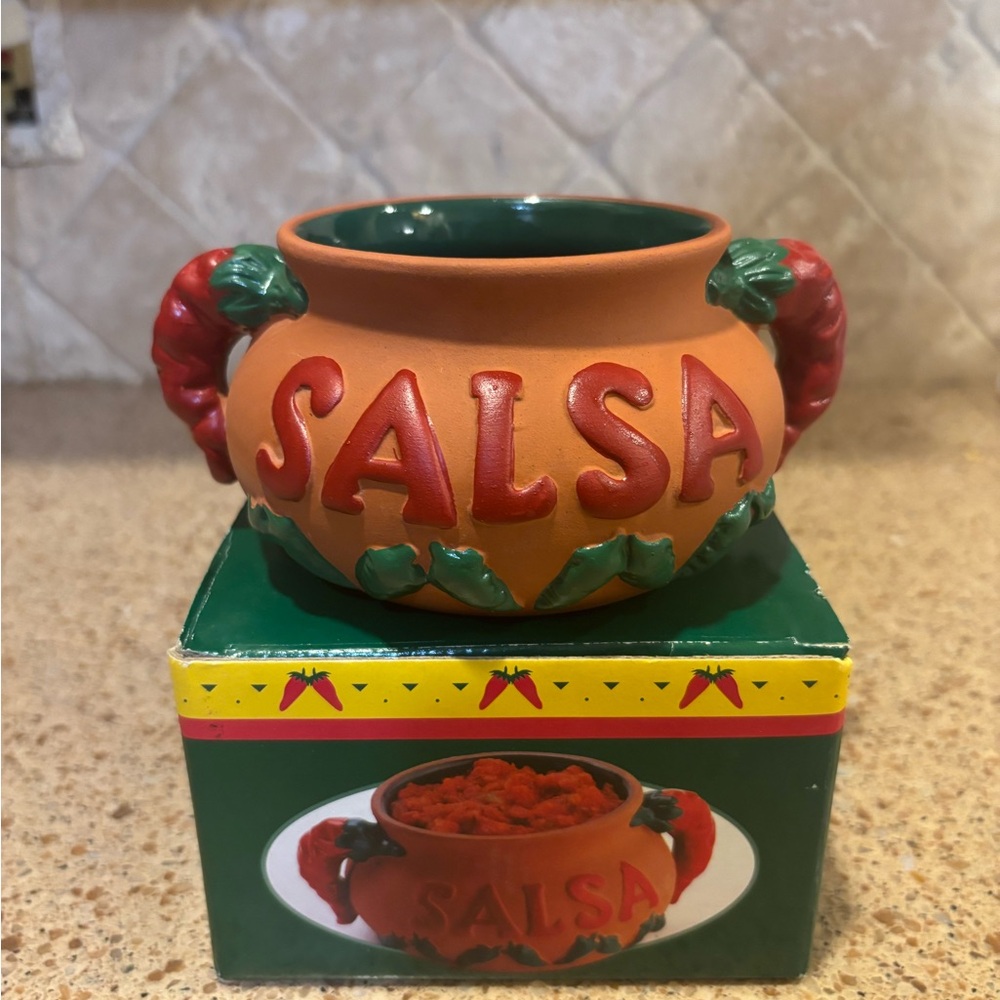 Salsa Ceramic Bowl with Red Peppers